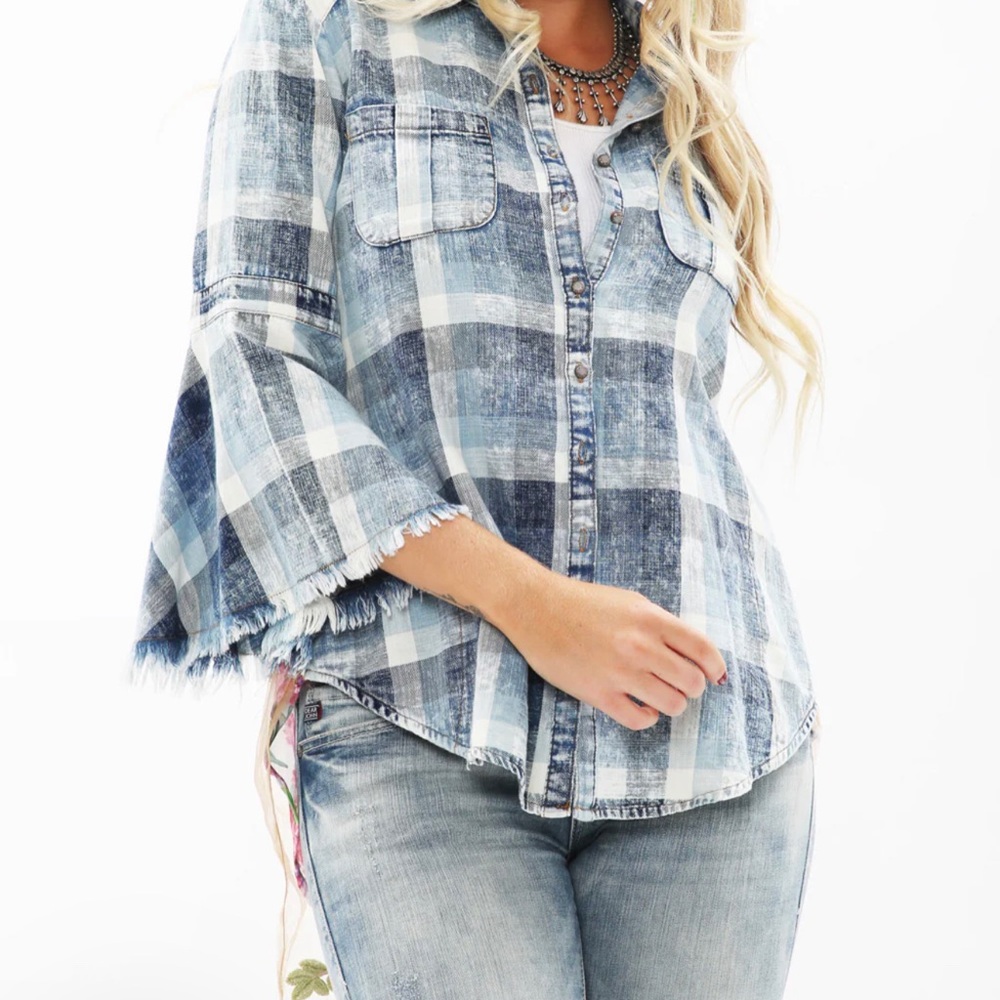 Blue Plaid Button Down Shirt